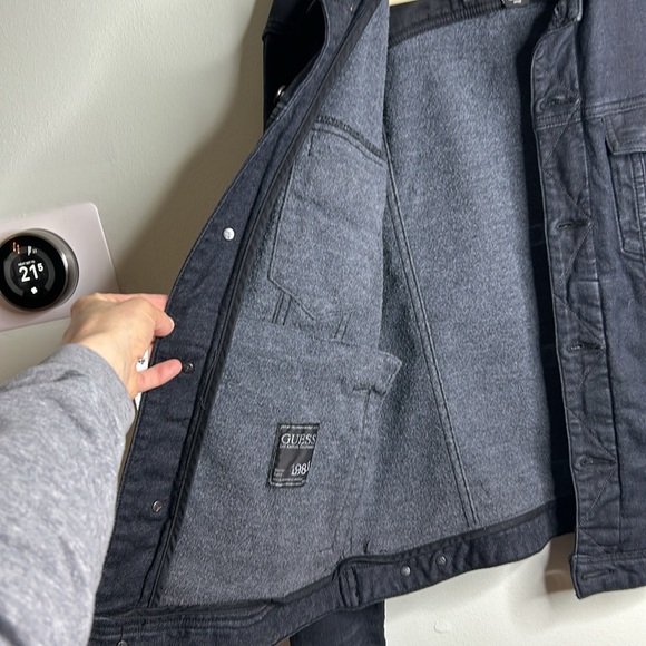 Mens Lined Guess Denim Jacket - Picture 7 of 10